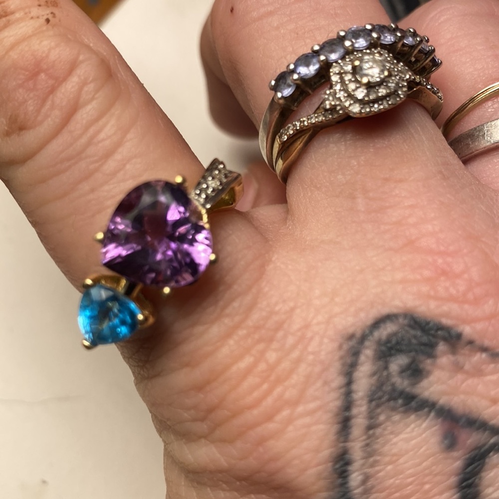 Mei stamped 10K amethyst topaz and diamond ring - Picture 6 of 9